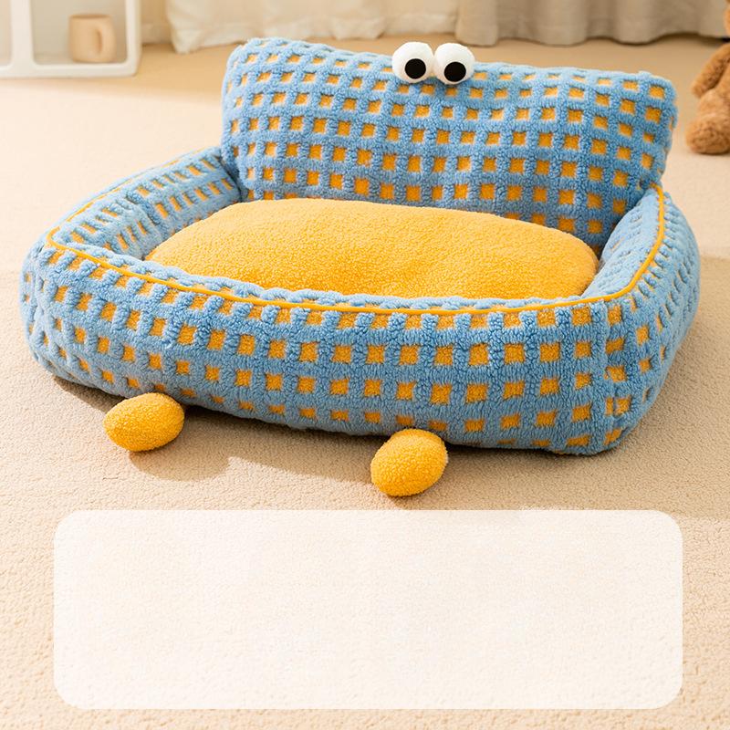 

Кошачье гнездо универсальная кошачья кровать зимний теплый диван собачье гнездо коврик для котенка спальные принадлежности для домашних животных для сна Blue big eyes cute