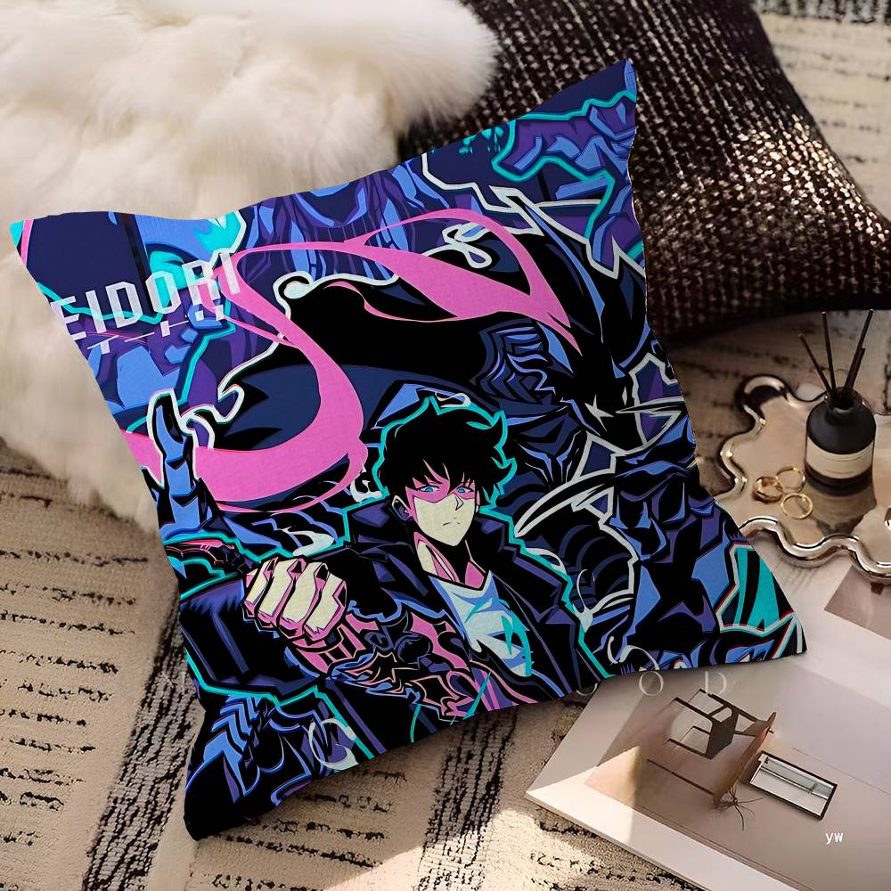 Anime Solo Cartoon Leveling Pillow Gift Home Office Decoration Bedroom Sofa Car Cushion Cover Case 45x45