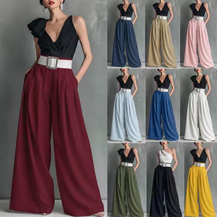 Women's Wide Leg Pants with Detachable Belt In Multiple Colors