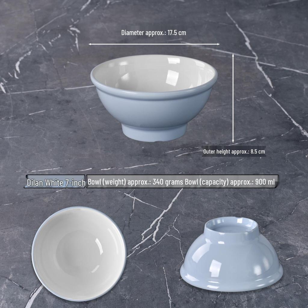 Melamine Noodle Restaurant Bowl - High-Footed, Imitation Porcelain for Wonton, Soup, Beef Rice Noodles, Mala Tang