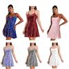 Women Sequined Loose V Neck Sleeveless Strap Cocktail Party Dress