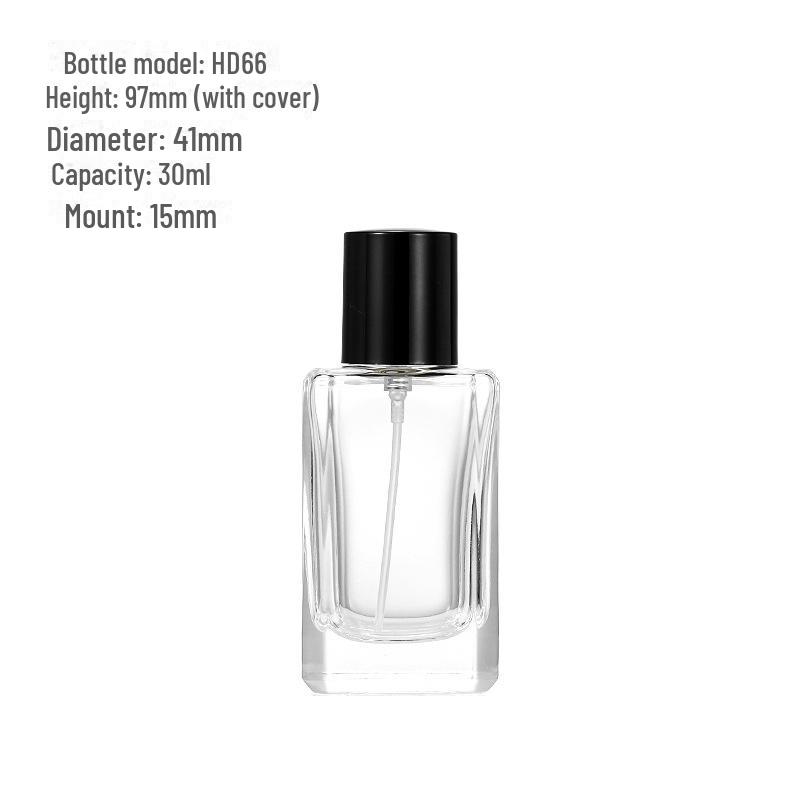 Square Transparent Glass Perfume Bottle - 25ml/50ml Spray & Water Replenishment