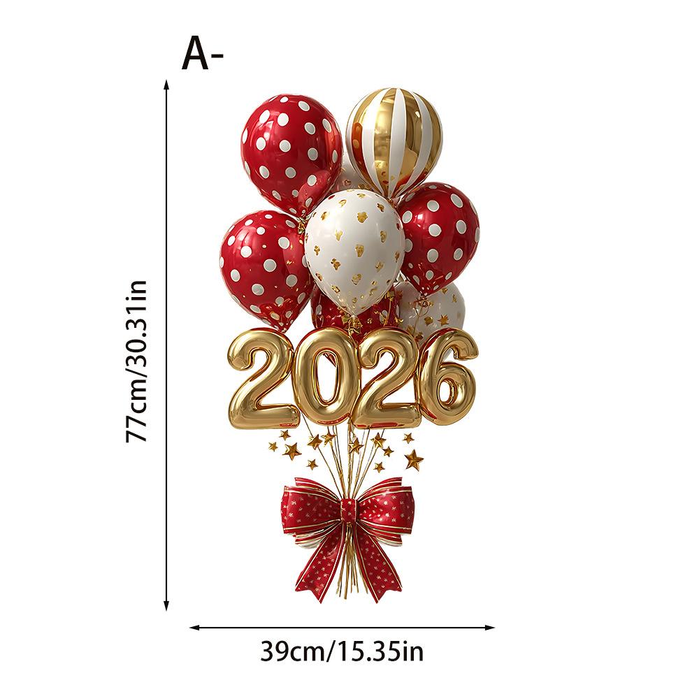 Elevate Your New Year Ambiance with 2026 Themed Window Decorations, Balloons, Gift Box, Foil Numbers, Ideal for Festive Displays