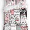 Haustier Katze Niedliche Rosa Nelkenblumen 3tlg. Bettwäscheset Für Schlafzimmer Doppelbett Heimtextil Bettbezug Steppdeckenbezug Kissenbezug