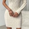 2024 Herbst Europäisches & Amerikanisches Damen Off-Shoulder Slim-Fit Gestricktes Bodycon-Kleid
