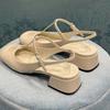 Blue Sandals for Woman Summer 2025 Women's Shoes with Medium Heels Pink Footwear Leather Square Comfort Trend Vip Sale Casual F