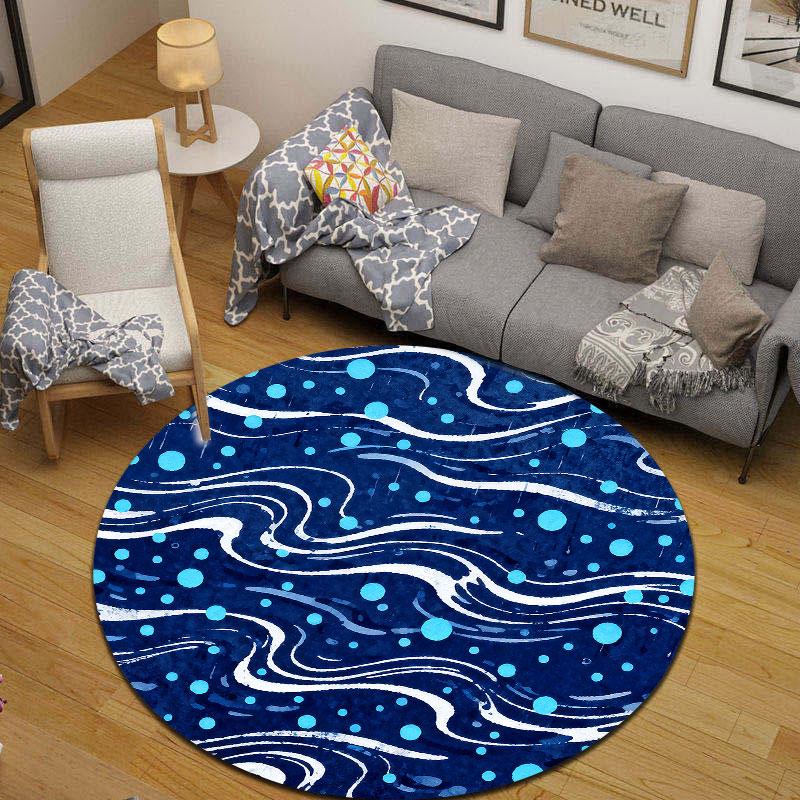 Nordic Round Peacock Multicolor Rug Pad, Non-Slip Floor Mat for Bathroom