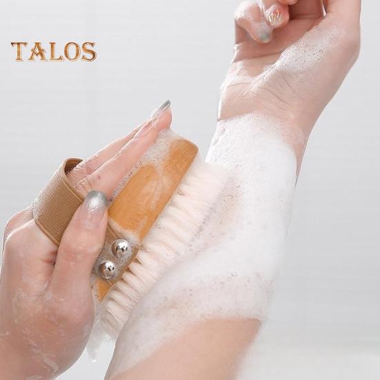 Bath Brush with Beech Wood Handle Soft Nylon Bristles Gentle Exfoliation Hanging Design Shower Brush Bath Accessories