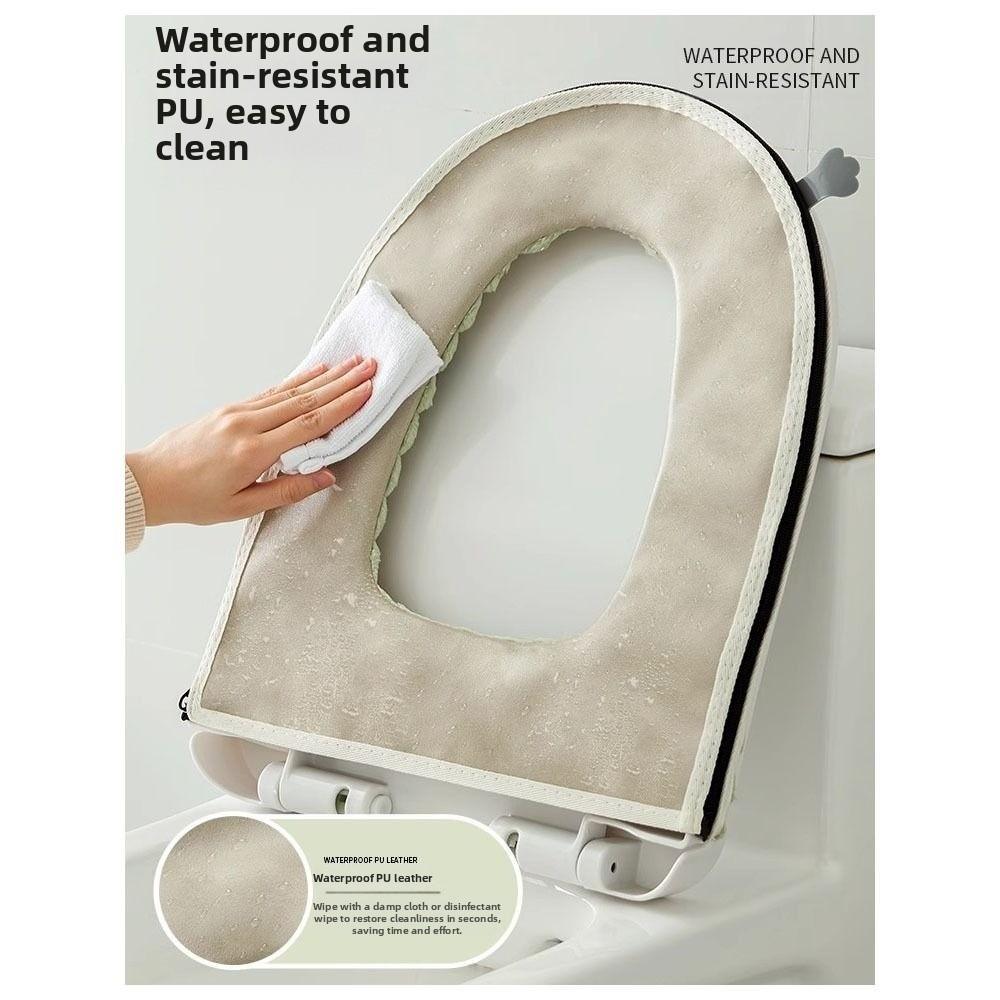 Double-sided Toilet Seat Cushion Stripe Plush Toilet Seat Pad Household Four Seasons