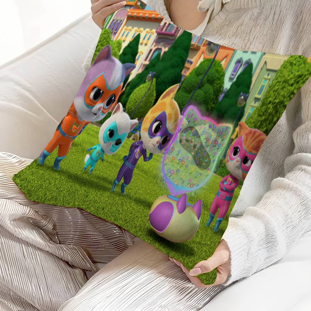 J-Junior S-Super Kitties Office Cushion Pillowcase Car Cushion Cover45X45CM Lumbar Pillowcase Sofa Pillowcover