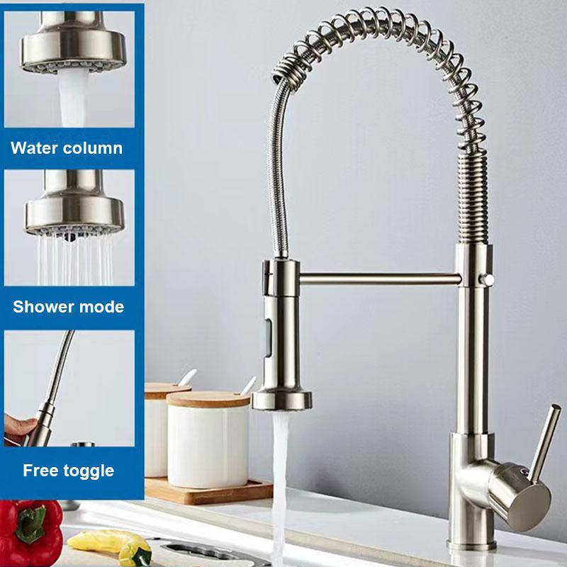

Black Kitchen Sink Faucet One Handle Spring Hot and Cold Water Tap Deck Mounted Bathroom Matte Black Kitchen Crane