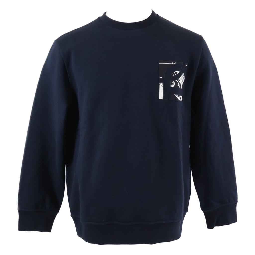 Hermes [Domestically Authorized] H567760HA Ex-Libris Crew Neck Fleece-Lined Sweatshirt/ Tops M NavyUsed