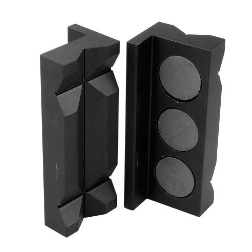 MUTEKI Splitter Vise Jaw Protective Insert, Magnetic Vise Jaw Pad Cover with Aluminum Alloy Line (Black)