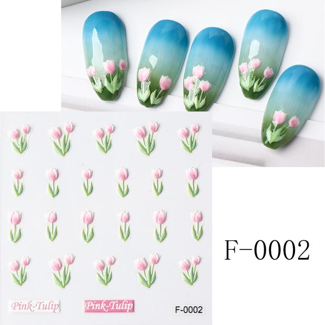 

Маникюрный декор, ползунки с рельефной гравировкой 5D, тисненый цветок, вишня, наклейки для ногтей, наклейки для дизайна ногтей, наклейка