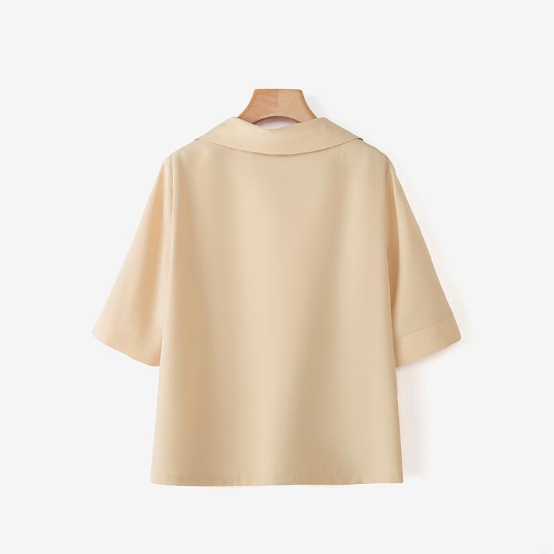 ZANZEA Women Casual Pile Collar Loose Summer Floral Embroidery Half Sleeve Blouse