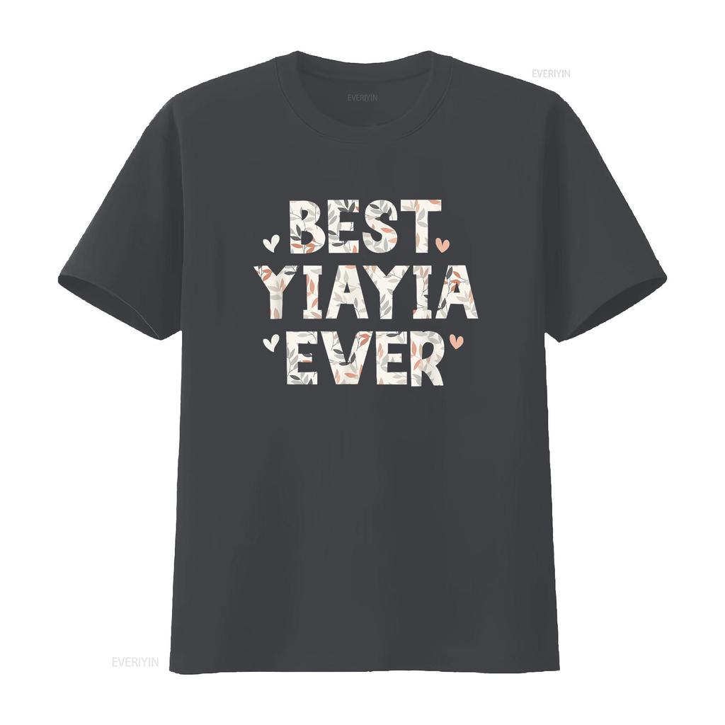 Best YiaYia Ever Floral Family Love Hearts Yia T Shirt Vintage Washed Breathable Stylish Streetwear Stretched Homme Graphic
