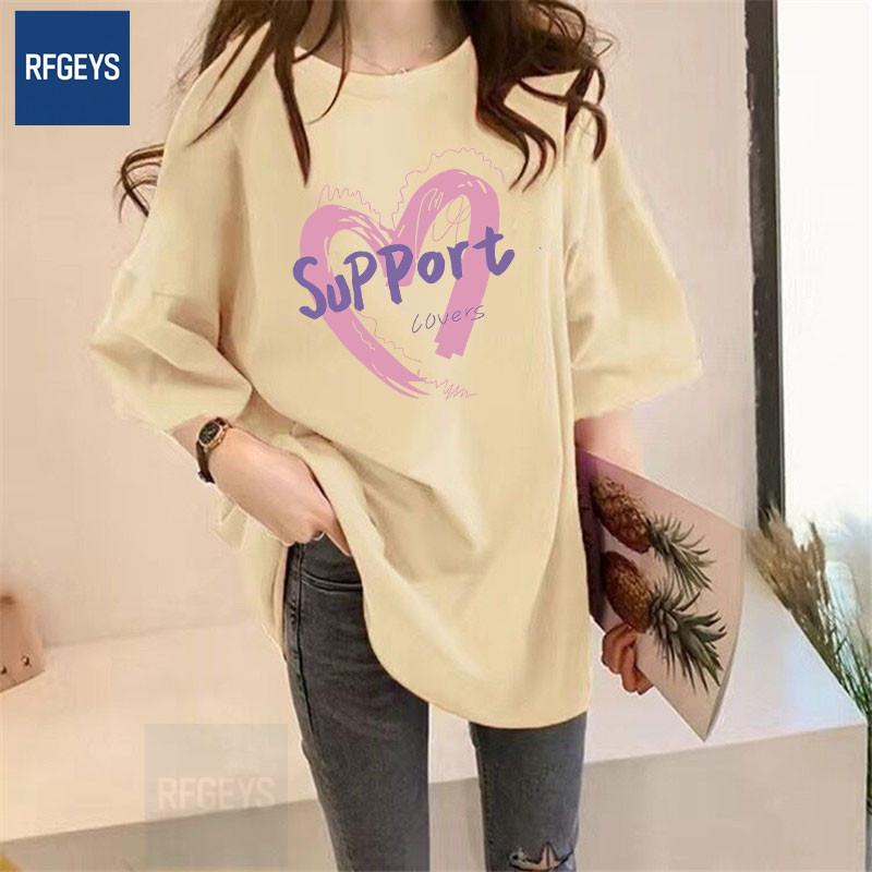 

Heart Print Milk Silk Women s Loose T-shirt: New Korean Style 2025 L (115-135 jin)
