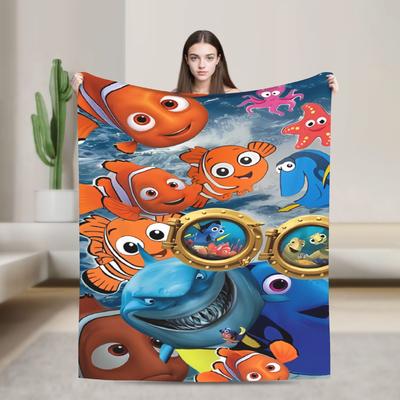 Custom Kawaii Printed Dory Finding Nemos Super Soft Blanket Plush Throw Blanket Couch Chair Flannel Bedspread Sofa Bed Cover