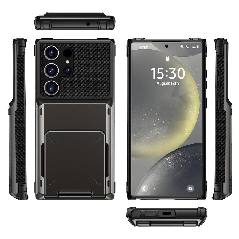 180°Flip Wallet Card Slot Hard PC+Soft TPU Phone Case For Samsung S25 Ultra Edge S23 S20 S21 S22 S24 Ultra Plus FE Bumper Cover