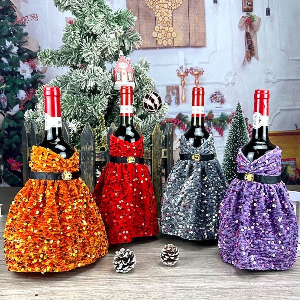 Dust-proof Wine Bottle Covers Sequined Champagne Bottle Cover New Christmas Decoration