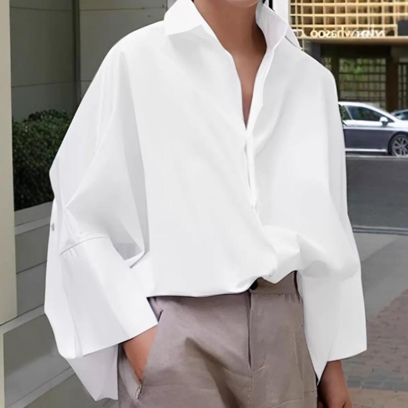 Women S Casual Solid Color Loose Fit Open Front Shirt