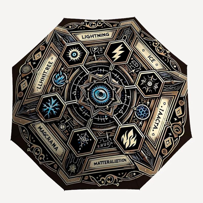 

1pc Magic Elements Automatic Folding Umbrella with 8 Bones, 3-Fold Compact Umbrella, Compact Design On-the-Go Essential, casual outdoor acce