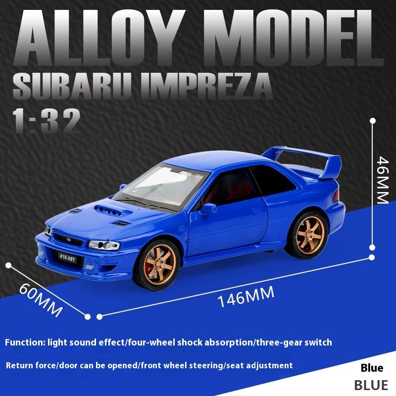 1/32 Scale Subaru Impreza WRX STI Modified Vehicle Alloy Metal Diecast Model Car Sound and Light Pull Back Birthday Gift for Child