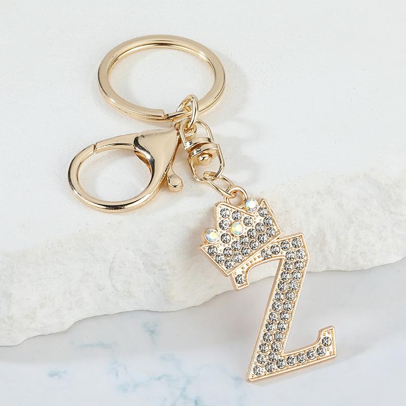 Unique Crown Crystal Rhinestones A-Z Letters Pendant Keychains For Men Women 26 Alphabet Car Key Ring Name Jewelry Keyrings Gift
