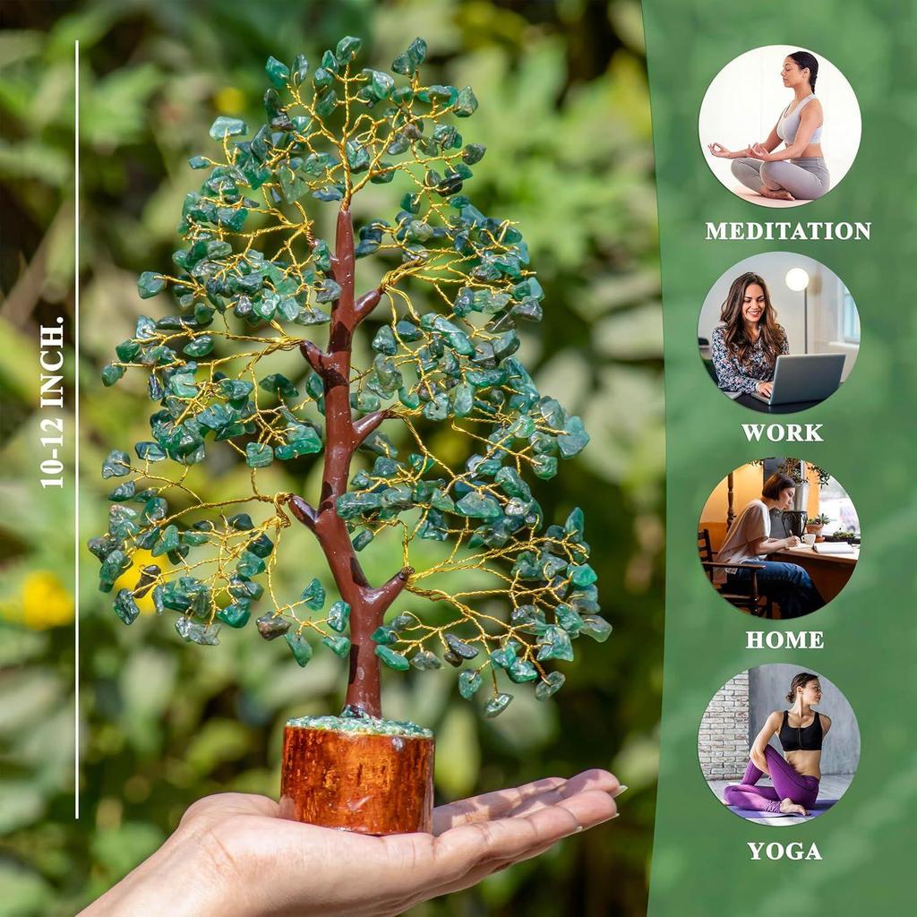 Green Aventurine Crystal Tree Good Luck Showpiece for Home Decor Items Crystals Gemstones Bonsai Money Tree for Good Luck, Decoration Gift Item