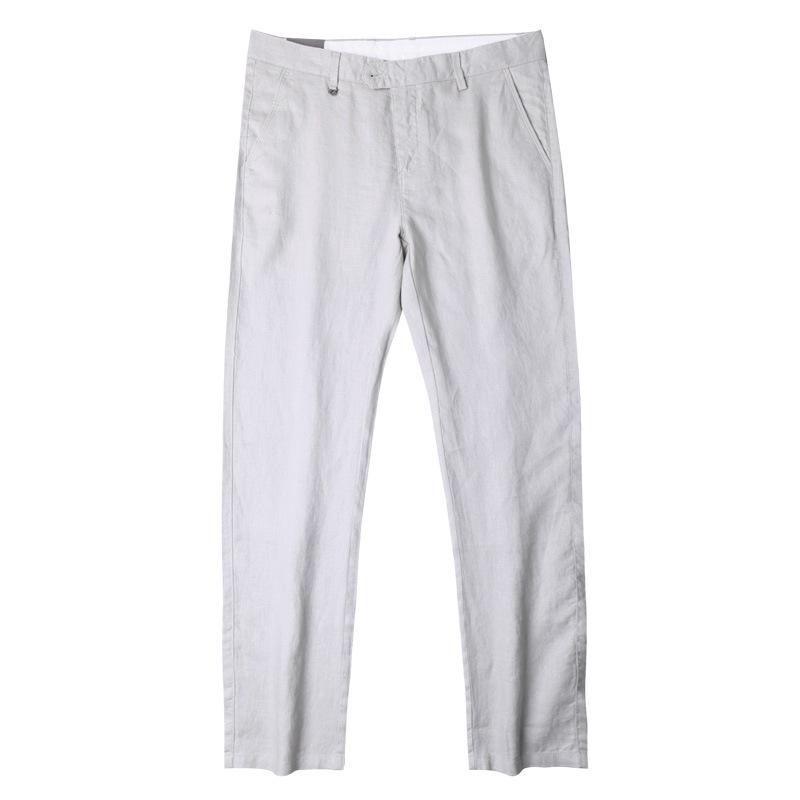 Men's European Summer Breathable 100% Linen Straight-Leg Trousers - Business Casual