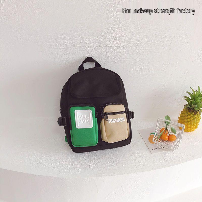 Japanese Style Color Block Backpack for Boys, Ages 3-5 - Durable, Trendy Travel and School Bag for Kindergarten (Small Size)