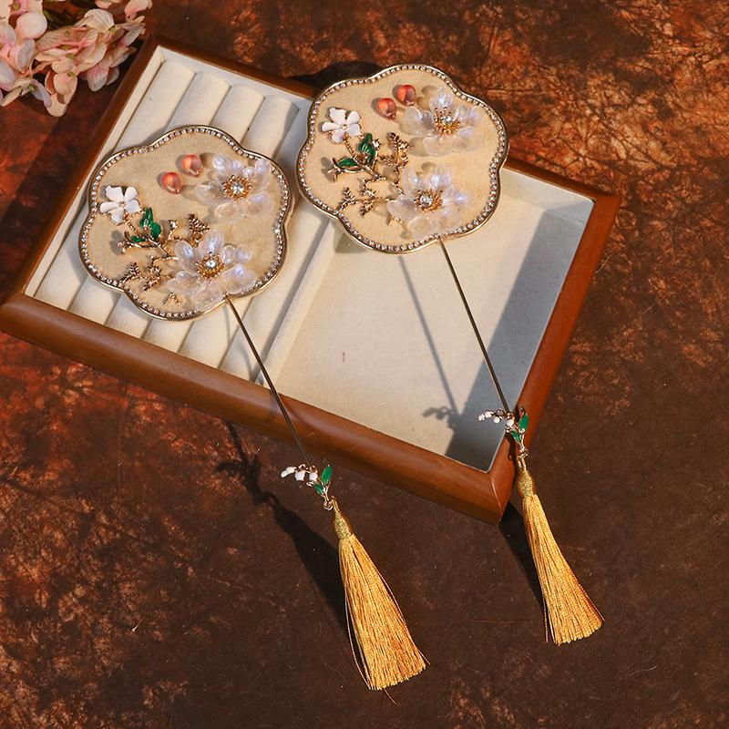 Bride Wedding Handheld Group Fan Handmade Chinese Vintage Flower Fan Pography Props Chinese Wedding Po Mini Group Fan