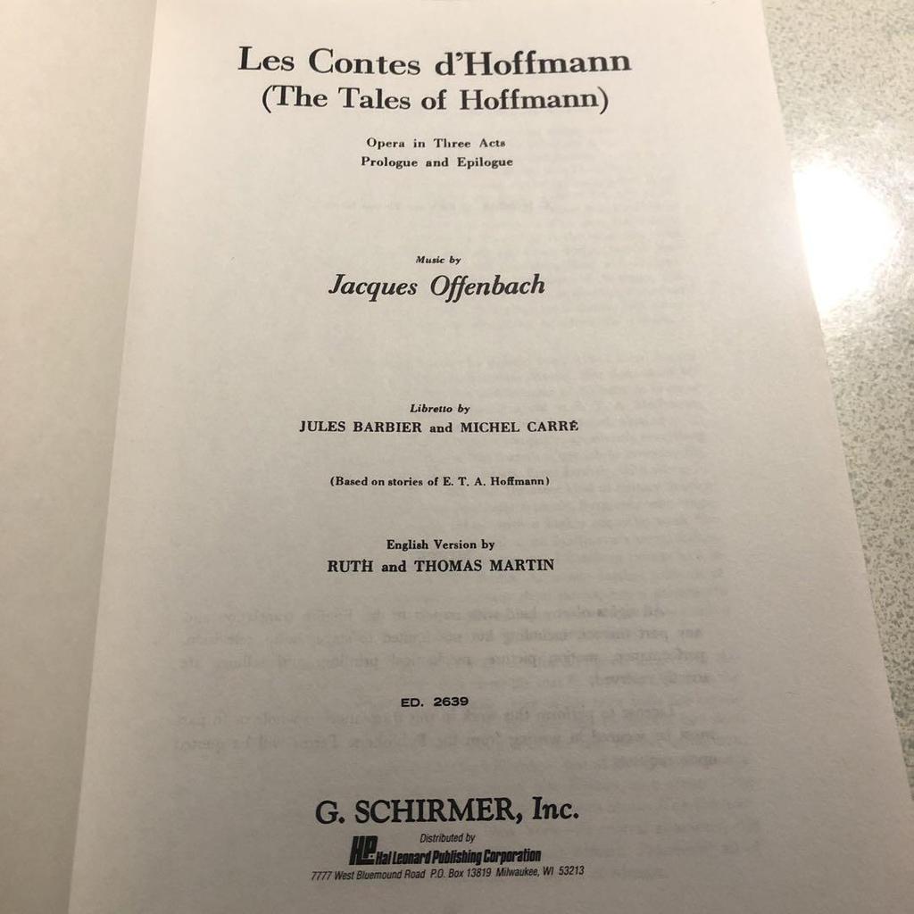 [USED] Foreign book score THE TALES OF HOFFMANN