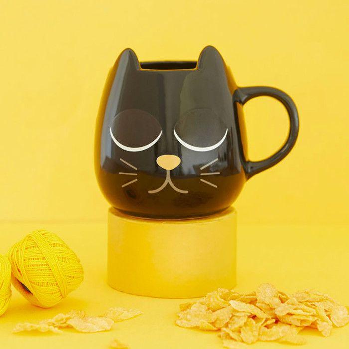 Mug - balvi - chat magique - noir - rond - compatible lave-vaisselle