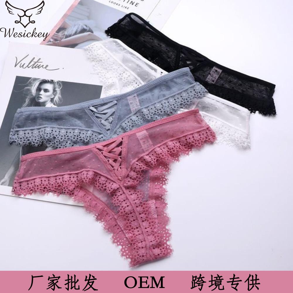 Sexy sex panties ultra-thin hollow mesh women's panties strap lace thong T-pants