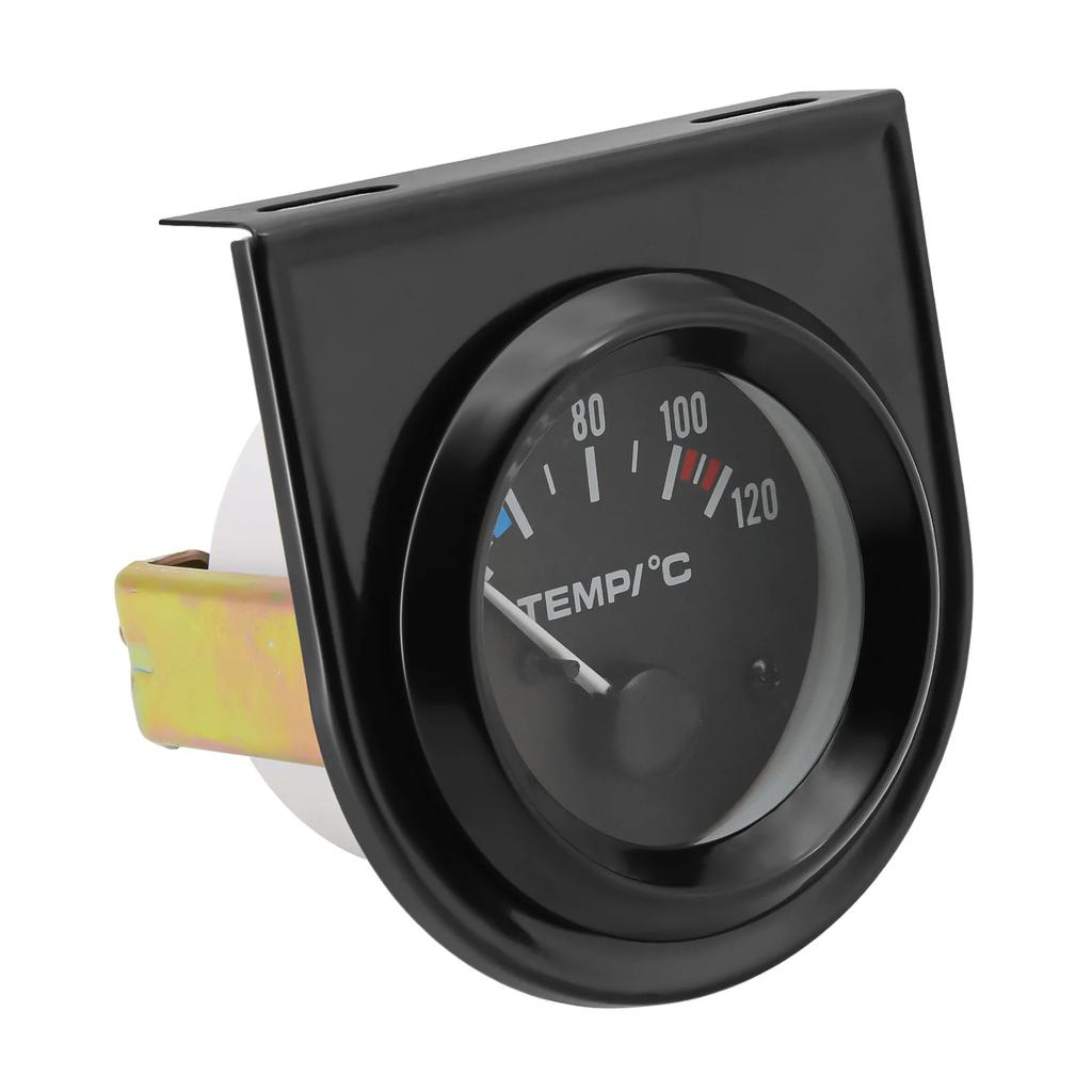 40~120 Celsius Water Temp Gauge 52mm Temperature Meter With 1/8NPT Sensor 12V Auto Instrument Black Shell