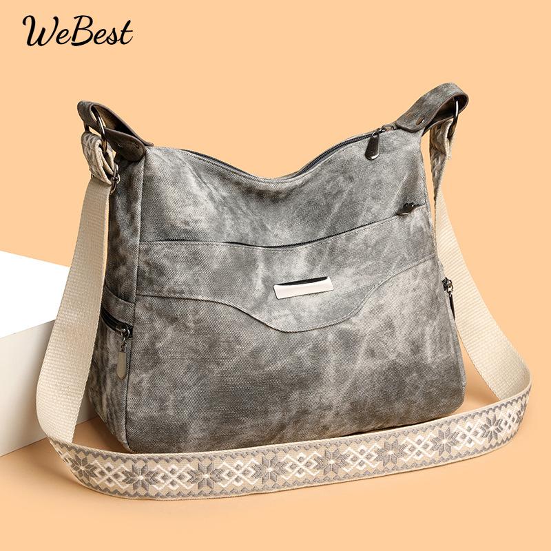 

Large Capacity Casual PU Soft Leather Crossbody Bag синій