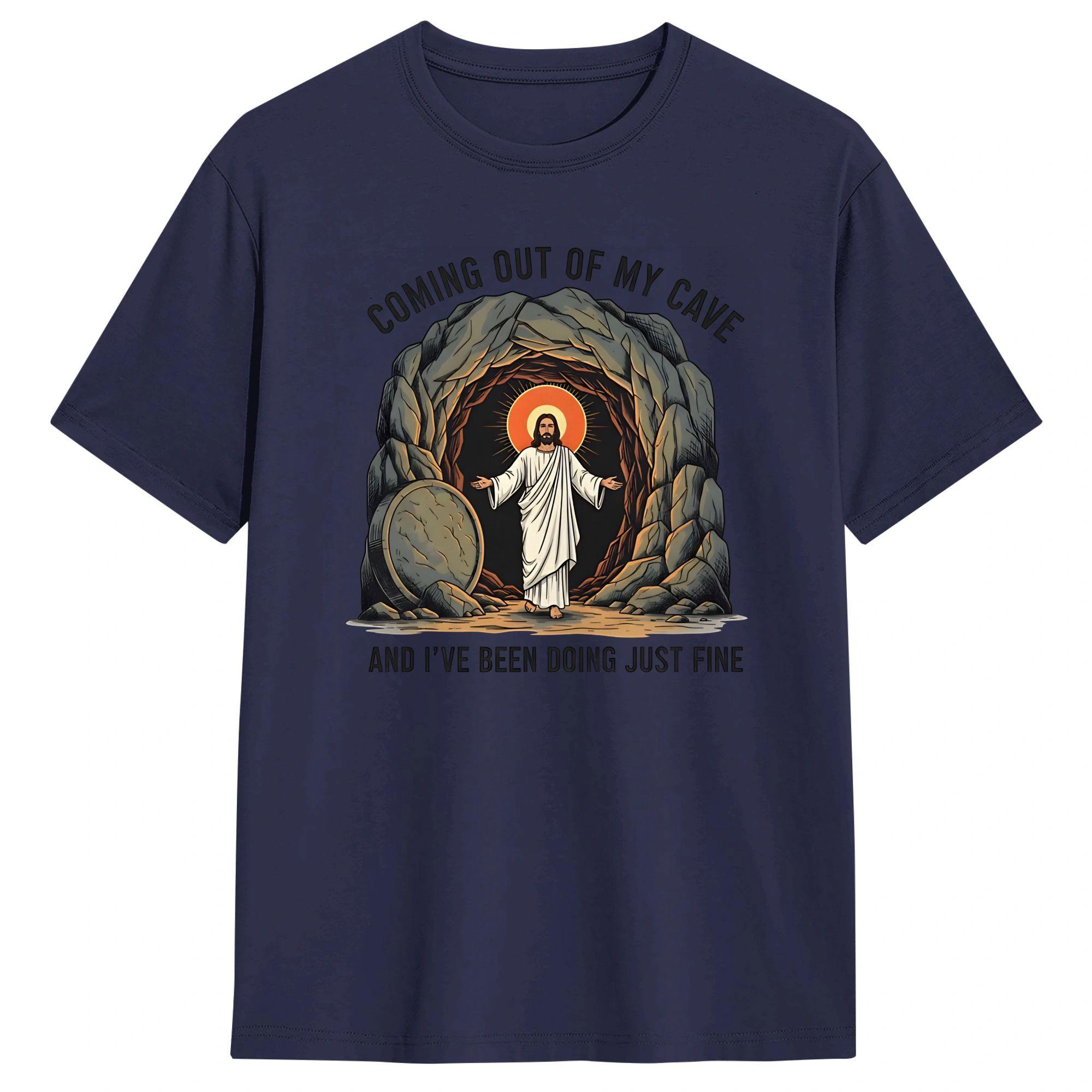 

Coming Out of My Cave the Jesus Resurrection Easter T Shirt Unisex Street Style T Shirts Summer Crew Neck Harajuku Tees Design 4XL