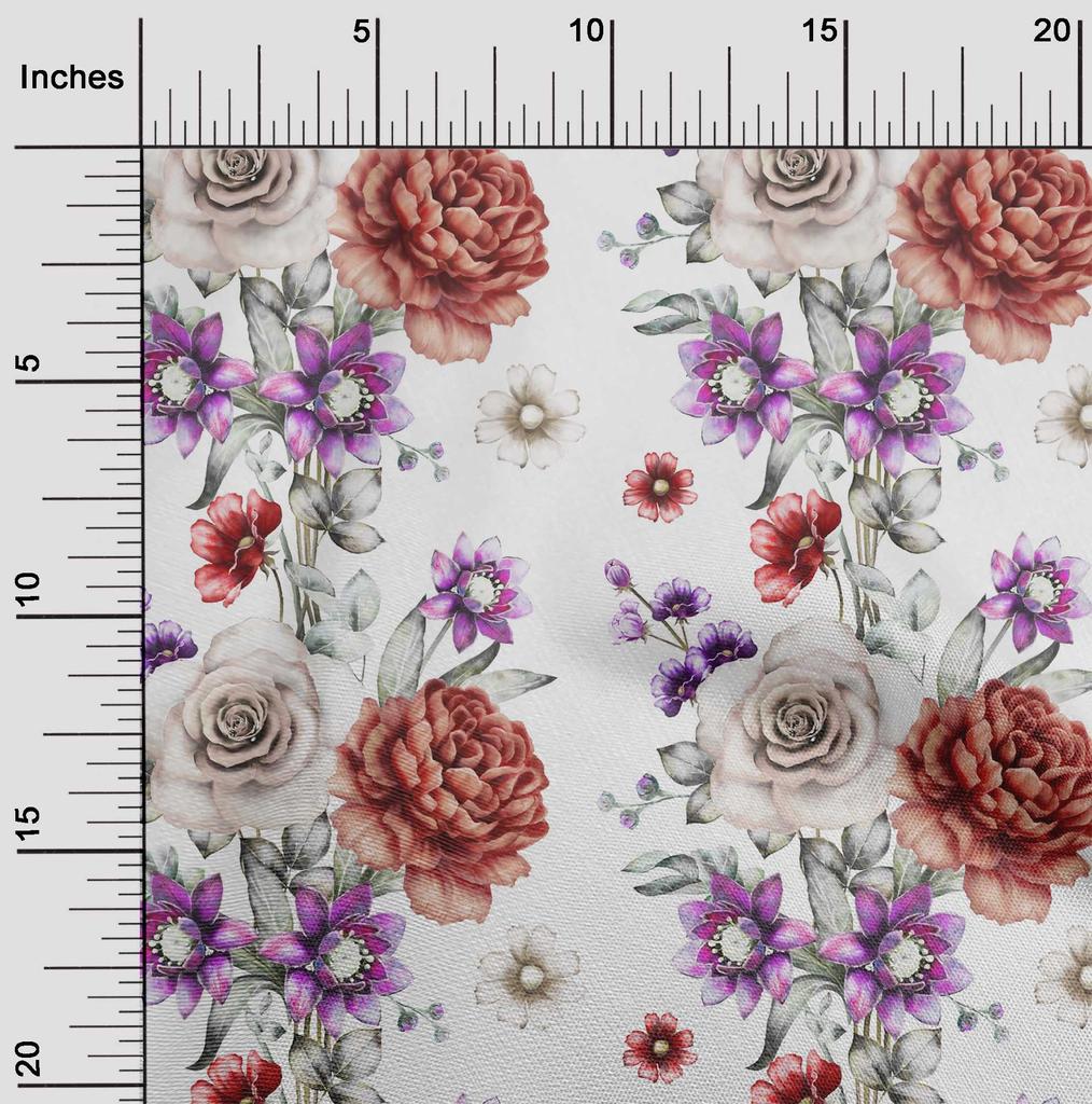 oneOone Cotton Flex Black Fabric Leaves|Lotus & Rose Floral Quilting Supplies Print Sewing Fabric By The Yard 40 Inch