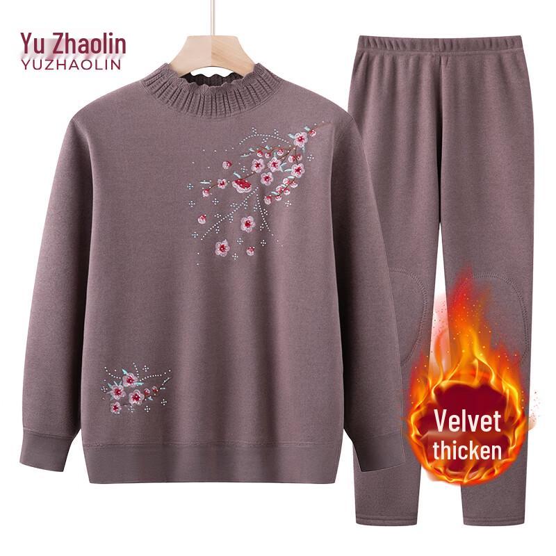 

YUZHAOLIN Women s Plus Velvet Thickened Thermal Underwear Set 4XL