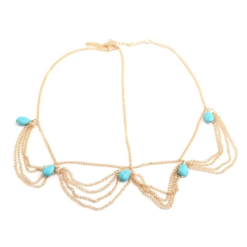 

Vintage Head Chain Forehead Headband Women Bridal Wedding Hair Accessories 1 синій