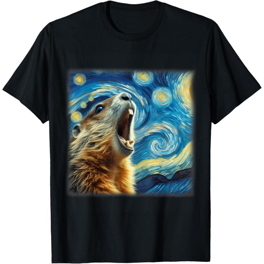 Scream Groundhog Shirt _ Artistic Groundhog Day T-Shirt XXXXXL чёрный