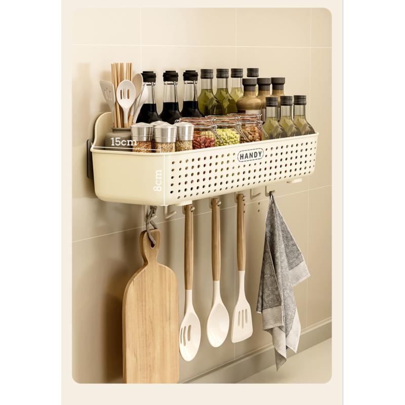 Kitchen rack, home bathroom, no punching, wall-mounted condiment multi-purpose sink drain storage rack