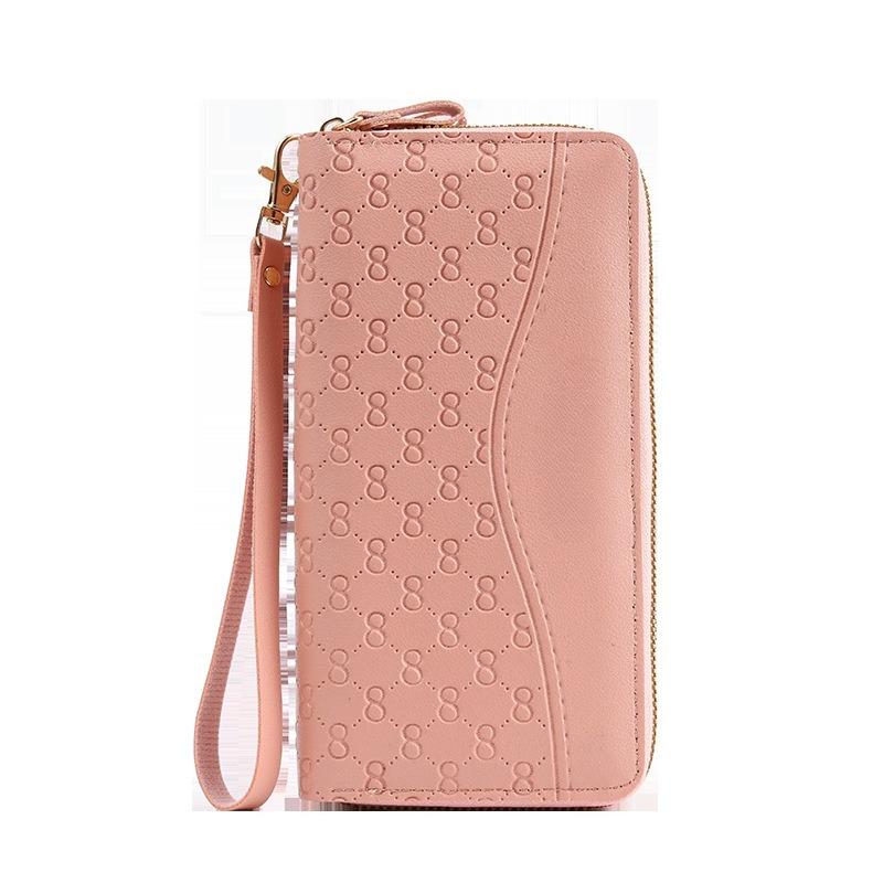 1Pc New Wallet, Women's Long Zipper Wallet, Fashionable Embossed Large-capacity Mother's Mobile Phone Change Clutch Bag