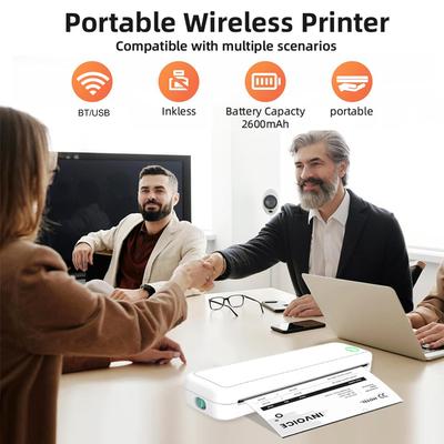 A4 Tragbarer Thermodrucker Tintenlos Bluetooth-kompatibel Mini Tragbar A4 Etikettendrucker Dokumentendrucker für Smartphone & PC