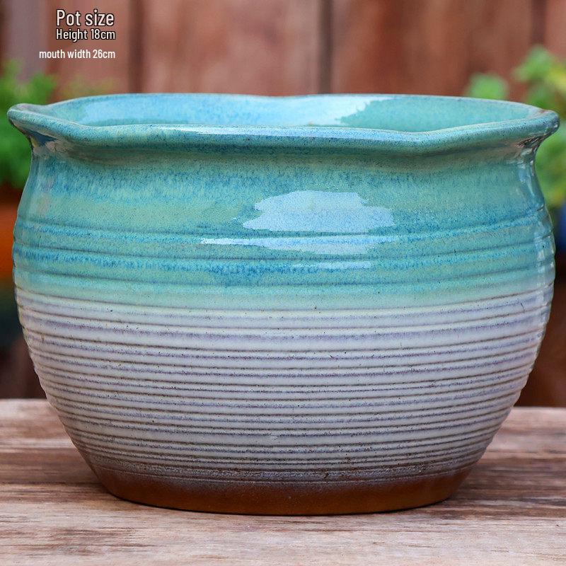 Retro Ceramic Wide Mouth Flower Pot - Tree Trunk Design for Succulents, Bougainvillea, Hydrangea, Roses  