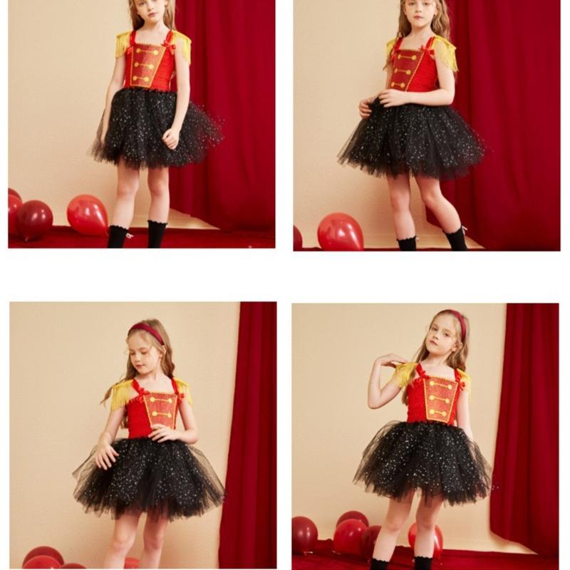 Girls Tutu Dress with Headband Glittering Princess Dress Holiday Clothes Circus Ringmasters Costume for Party