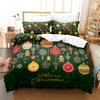 3D Happy New Year Bedding Set Christmas Happy Duvet Cover Pillowcase 2/3 Holiday Gift AU/EU/ES/DE Full Size Quick Drying Soft Home Textile