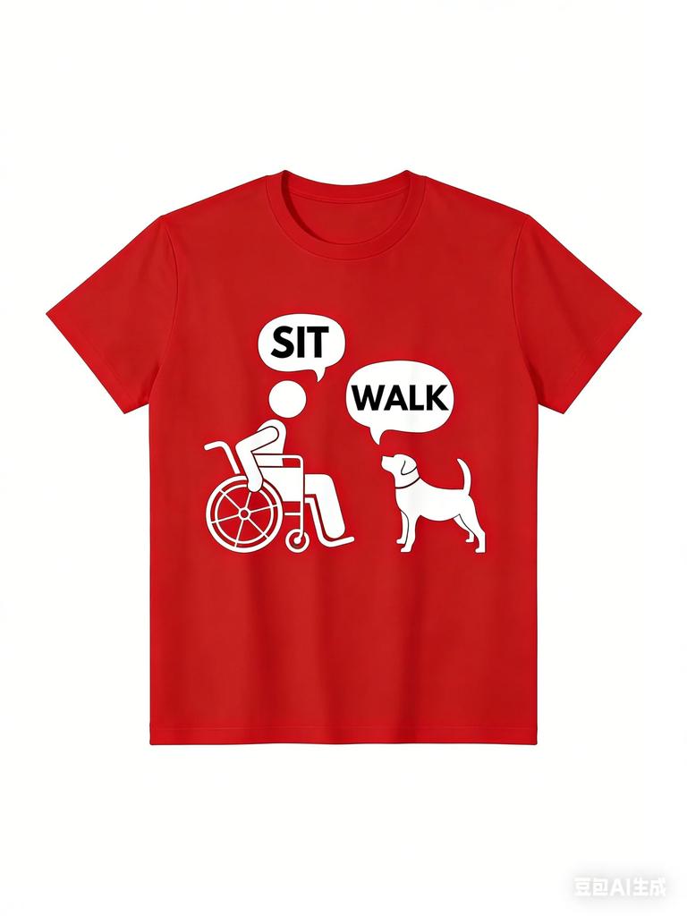 Funny Reverse Dog ComUnisexd Cotton TShirt for Adults Kids Wheelchair User Walking Dog While Sitting Humorous Imaginative Design