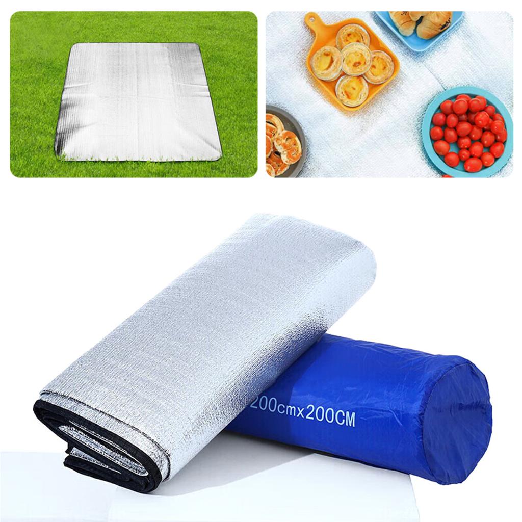 Waterproof Aluminum Foil Picnic Mat Camping Blanket Lawn Mats Outdoor Moistureproof Pad for Hiking Travel Family